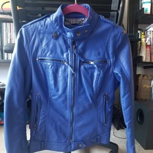Black Rivet Blue Leather Jacket